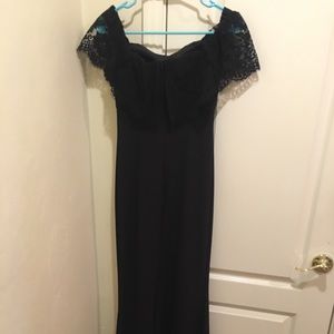 Jump Apparel Black Lace Sleeve Off Shoulder Maxi